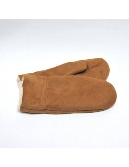 Moufles homme en peau d'agneau moka light