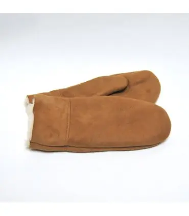 Moufles homme en peau d'agneau moka light