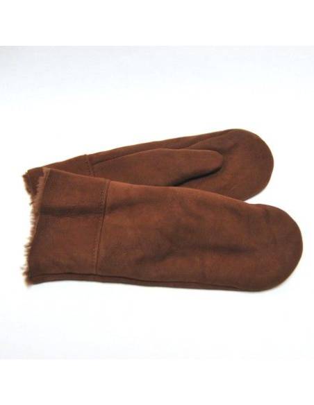 Moufles homme en peau d'agneau chataigne
