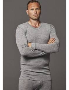 Men's  shirt long sleeves pure Merino Wool blue, grey, off-white 2
