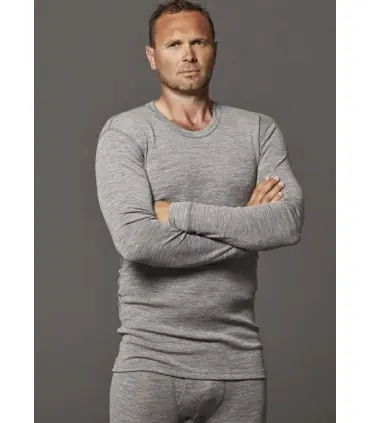 Maillot homme en pure laine mérinos manches longues gris