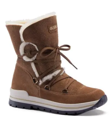 Women's snow boot moka hydro repellent natural York leather upper 