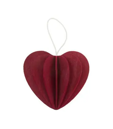Décoration coeur rouge foncé  et carte postale bois de bouleau LOVI