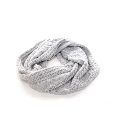Echarpe tube femme en laine  et soie gris clair
