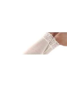 Woman black, off-white Merino Wool leggings, lace 2