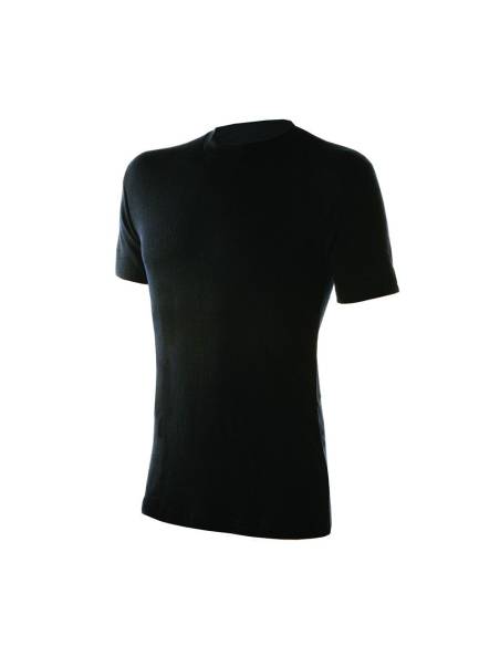 Maillot noir hommes manches courtes en laine mérinos