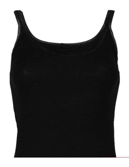 caraco bretelles fines femme pure laine mérinos noir  