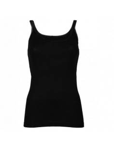 caraco bretelles fines femme pure laine mérinos noir  