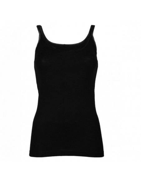 caraco bretelles fines femme pure laine mérinos noir  