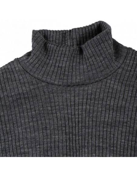 Camiseta de mujer con cuello en lana merina pura acanalada