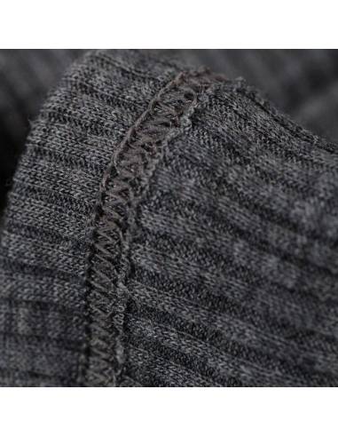 Damen Merinowolle Rippshirt mit Stehkragen dunkelgrau meliert