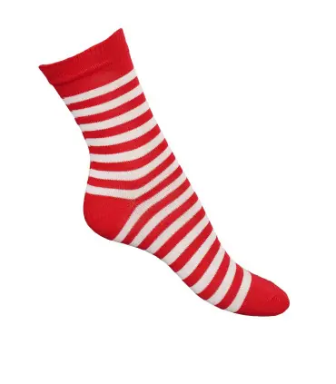 chaussettes rayées rouge et blanc