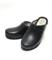 Sabot homme bois cuir noir semelle noire Allblack