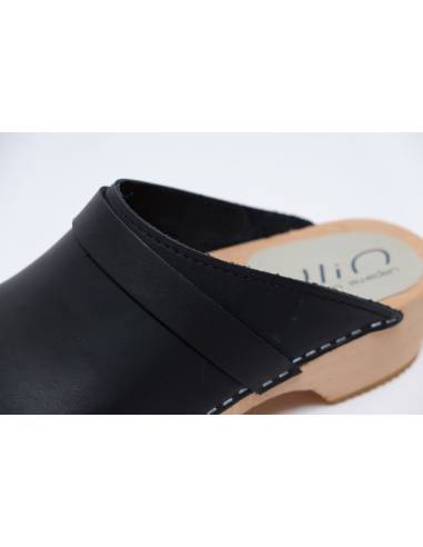 Men's Swedish vegetal leather and nubuck wooden clogs