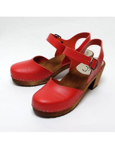 Sueco madera y salvaje de cuero a mujer tops y novias Zapato tacón