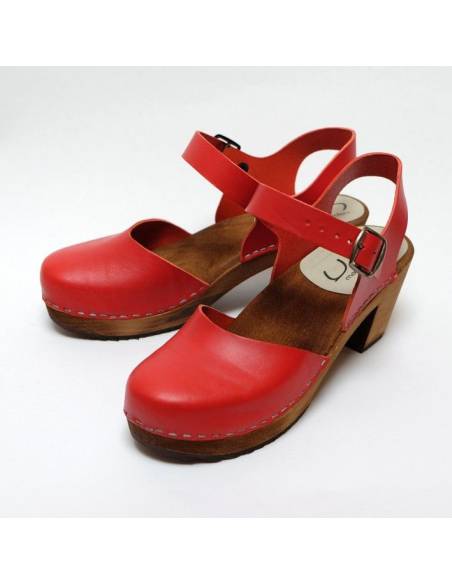 Sueco madera y salvaje de cuero a mujer tops y novias Zapato tacón