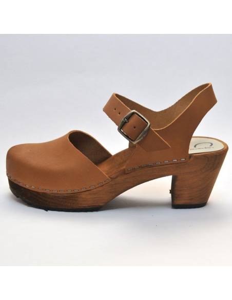 Schwedische Holz und wild Leder hochhackigen Schuh-Oberteile und Bräute Frau