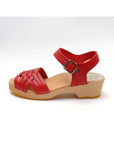 Swedish wooden Sandals braided vegetal leather for woman
