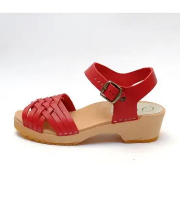 Swedish wooden Sandals braided vegetal leather for woman