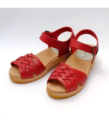 Swedish wooden Sandals braided vegetal leather for woman