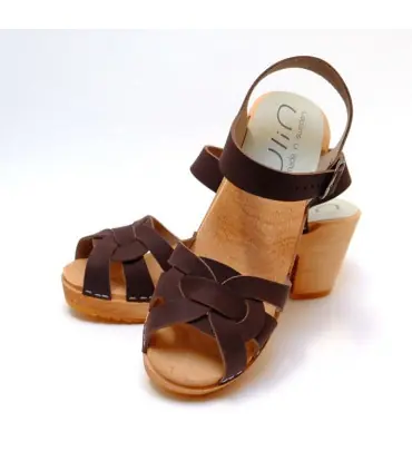 Women  high heels Swedish wooden Sandals in Nubuck leather