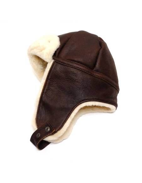Chapka Aviator guenuine Lambskin Brown and beige