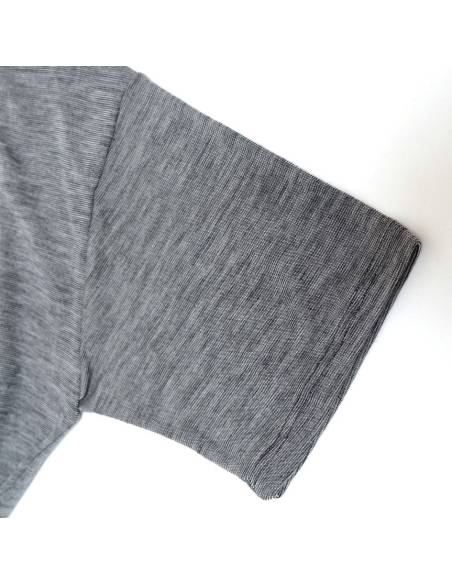 Maillot manches courtes homme en laine et soie gris chiné