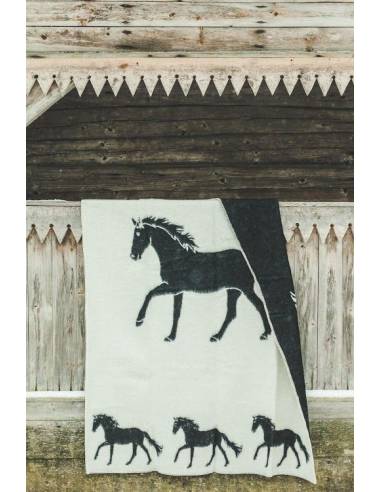 plaid épais pure laine vierge cheval noir