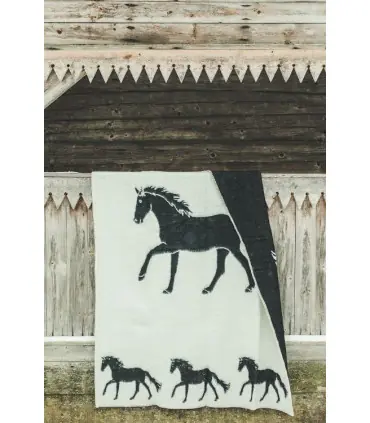 plaid épais pure laine vierge cheval noir