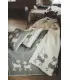 Decken in reiner Schurwolle Muster naiven tanzende Katze grau