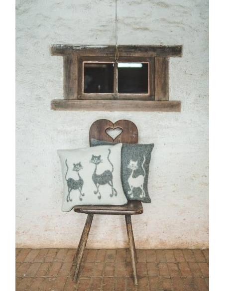 Coussin pure laine vierge chat dansant