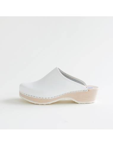 Sabots finlandais en bois et cuir homme blanc