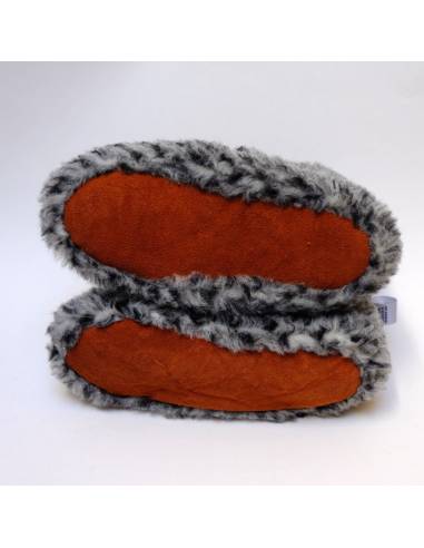 Chaussons chauds en laine gris chiné