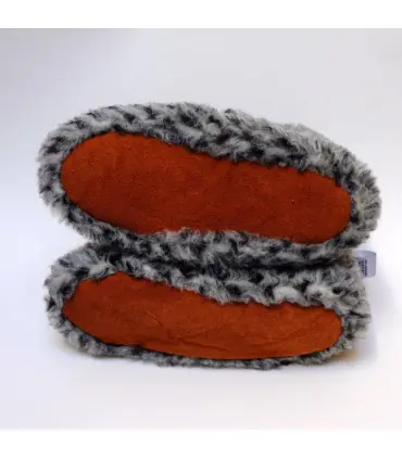 Chaussons chauds en laine gris chiné