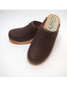 Women's Swedish clogs in  nubuck peach leather and wooden sole 2