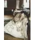 Decken in reiner Schurwolle Muster naiven Katze grau