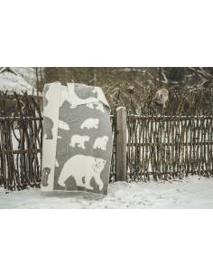 plaid pure laine vierge ours polaire gris