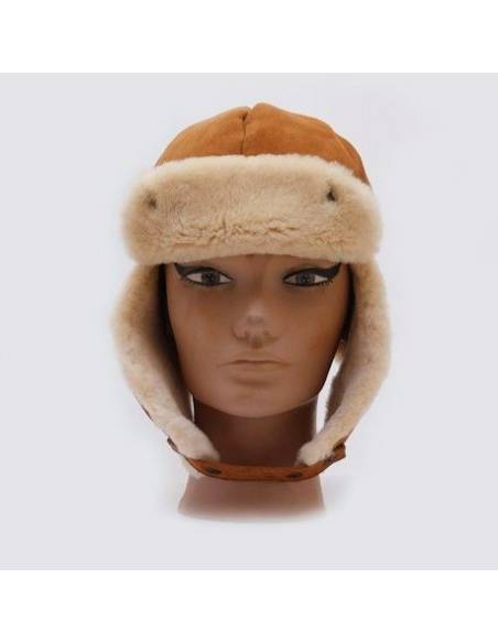 Aviator sombreros de piel de cordero gunuino