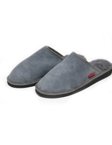 Nordic  slippers for men  in guenuine lambskin grey