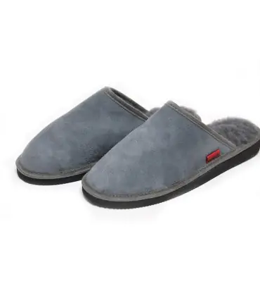 Nordic  slippers for men  in guenuine lambskin grey