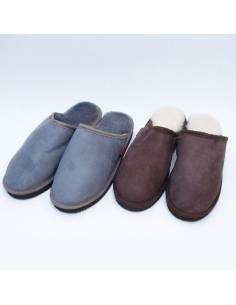Nordic  slippers for men  in guenuine lambskin grey