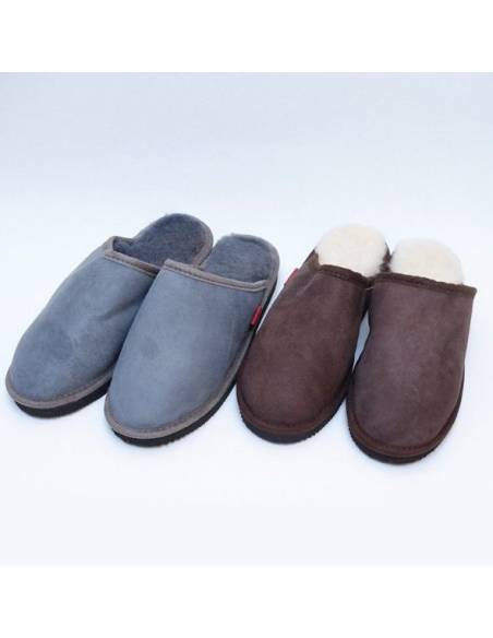 Nordic  slippers for men  in guenuine lambskin grey