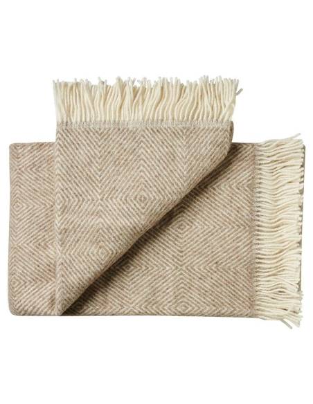 Decken winkel beige in reiner Schurwolle