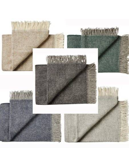 Decken winkel beige in reiner Schurwolle