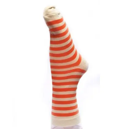 Chaussettes rayées coton Femme ecru orange 