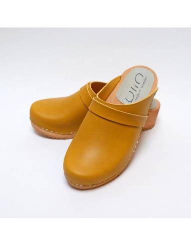 Sabots suédois femme bois et cuir tannage végétal ou nubuck