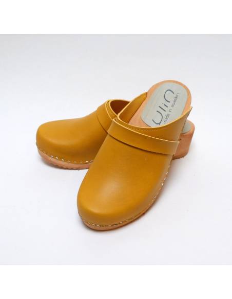 Damen Schwedische Holzschuhe in Gemüse Leder oder Nubuck