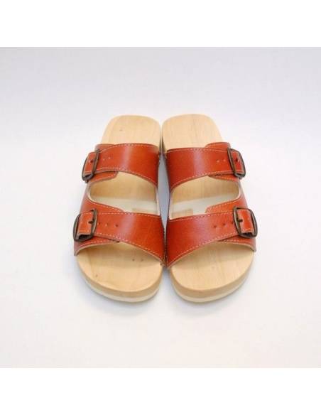 Tap wood FLEX leather double buckle white