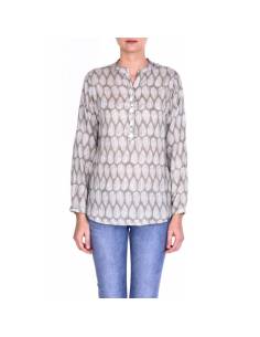 Chemise femme modal col mao boutons pompon
