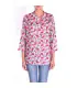 chemise femme coton imprimé col mao boutons rose foncé